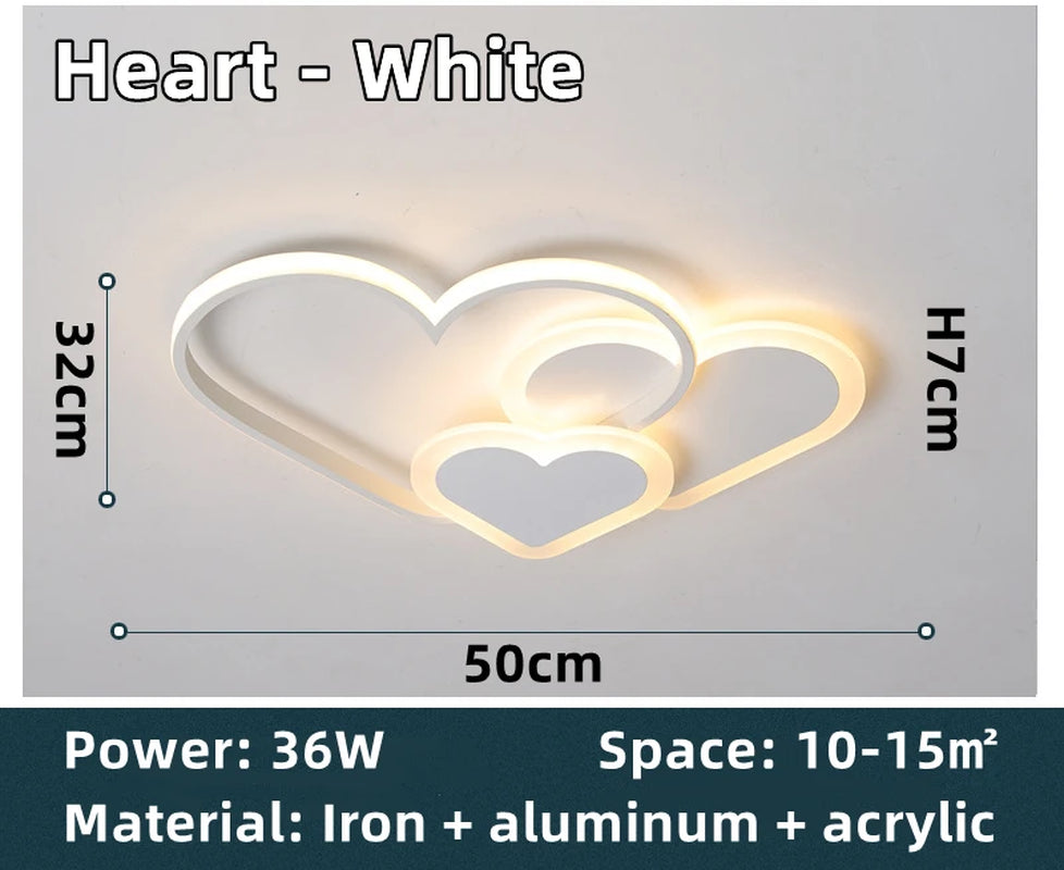 Led Ceiling Lamp for Children Kid Girls Room Bedroom Study Cloud Ceiling Light Heart Shape Pink Child Kid Star Chandelier Light