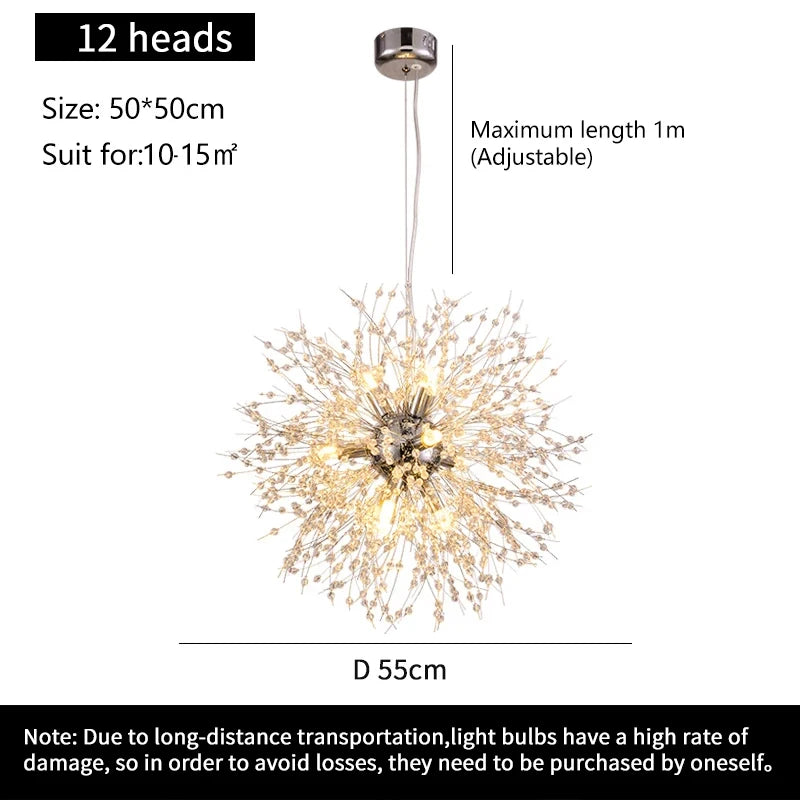 Modern Starry Sky Art Crystal Pendant Indoor Lighting Dandelion Dining Room, Living Room, Bedroom, Bar Art Lighting Fixtures