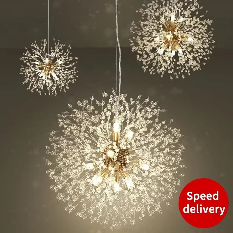 Modern Starry Sky Art Crystal Pendant Indoor Lighting Dandelion Dining Room, Living Room, Bedroom, Bar Art Lighting Fixtures