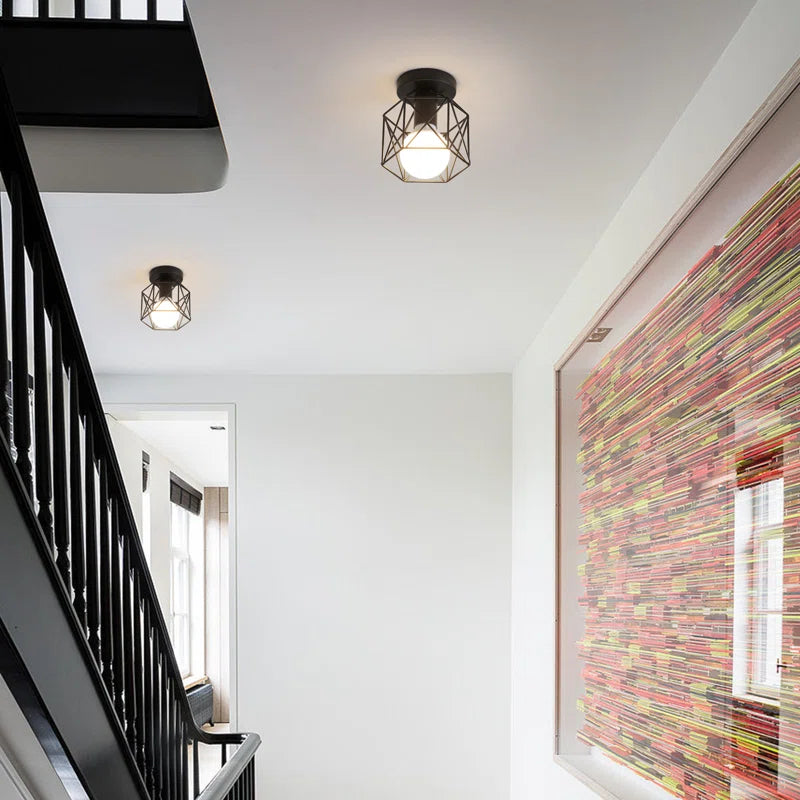 Eta 1-Light Geometric Semi Flush Mount Ceiling Light