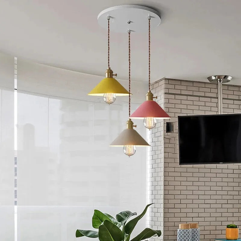 Nordic LED Chandelier Modern Colorful Pendant Ceiling Lamp Christmas Decorations Home Lighting Living Room Study Dinning Bedroom