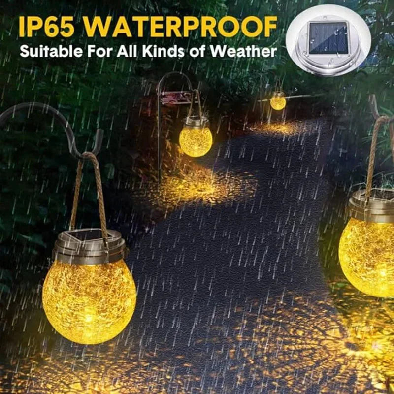 Solar Cracked Glass Wishing Light LED Table Lights Outdoor Waterproof Landscape Garden Nightlight Camping Atmosphere Lighting