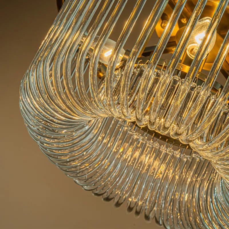 Andon Modern Elegant round Glass Flush Mount Ceiling Light Antique Gold for Dining Room