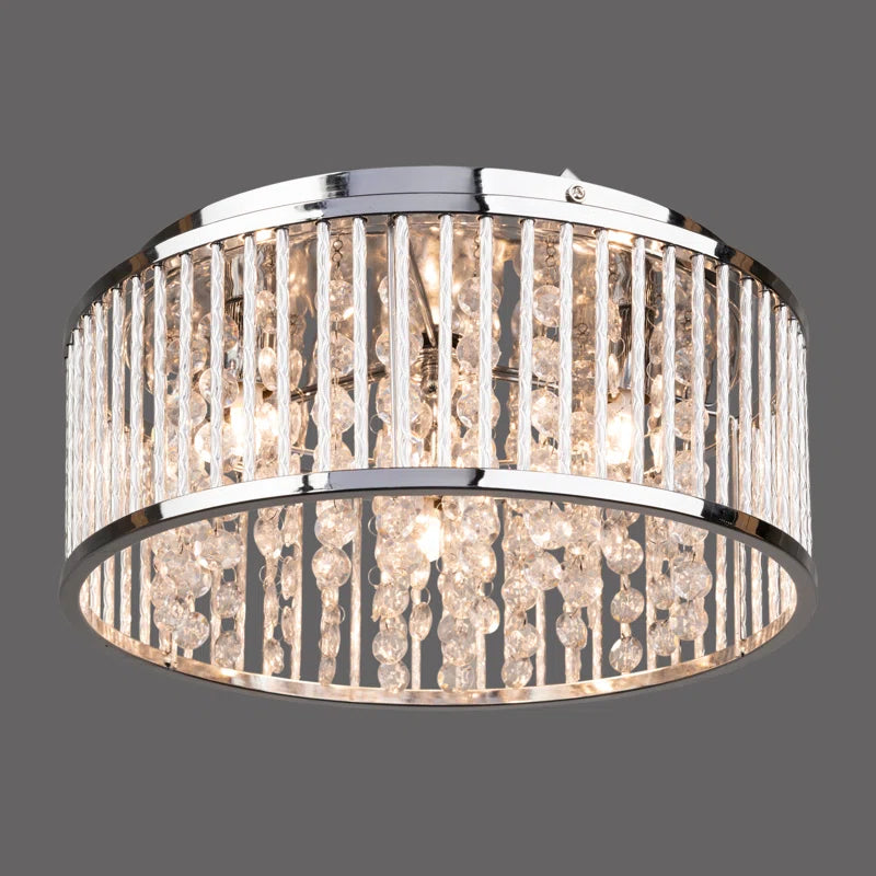 Chidester 3 -Light 35Cm Chrome Crystal Flush Mount Ceiling Light