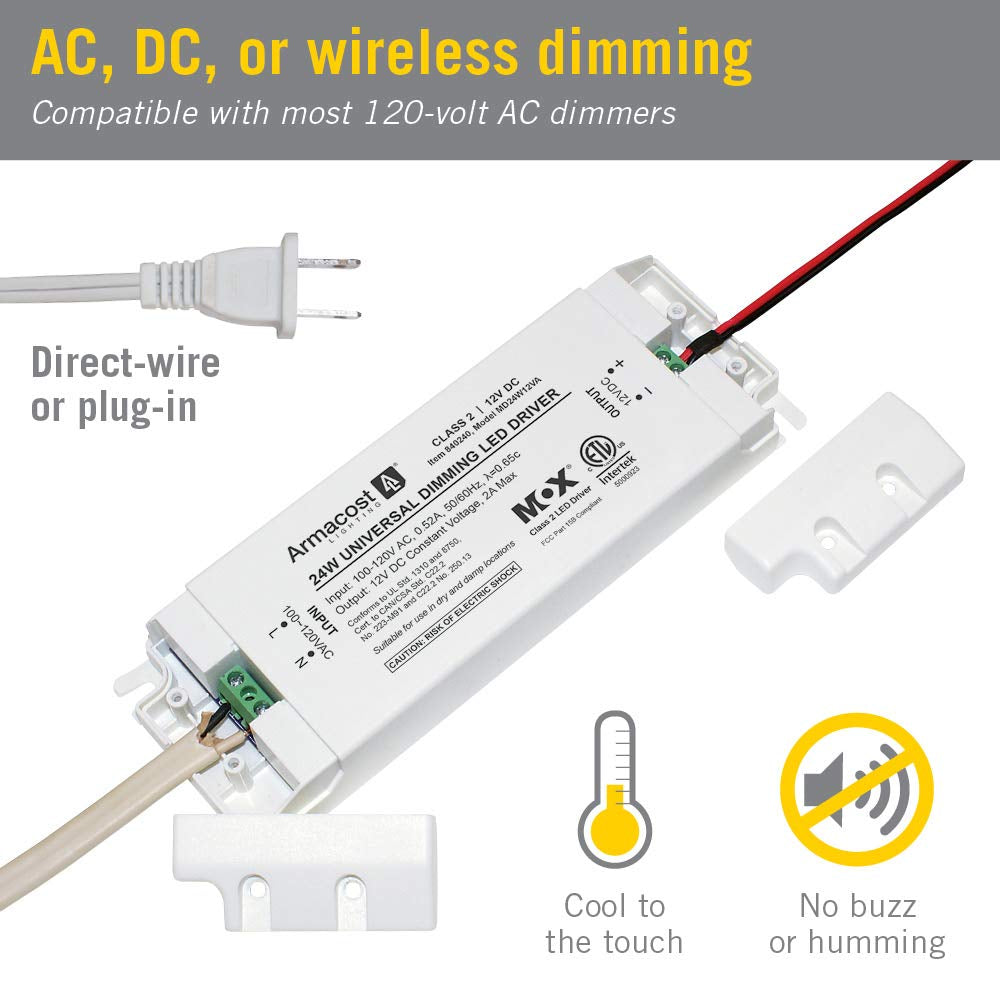 840240 for LED Lighting, with Removable AC Cord, 24 Watt, White