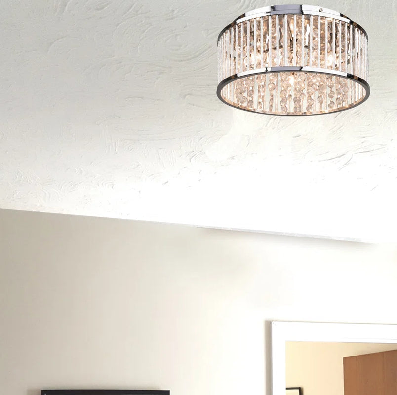 Chidester 3 -Light 35Cm Chrome Crystal Flush Mount Ceiling Light