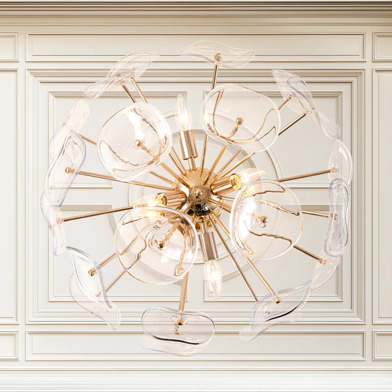 Dandelion 4-Light Glass Starburst Sunburst Ceiling Light Sputnik Semi Flush Mount