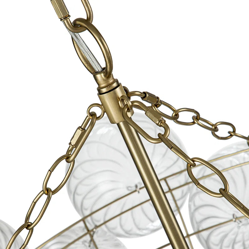 Annachristina 8-Light Twisted Glass Globe Cluster Chandelier Sputnik Ceiling Light