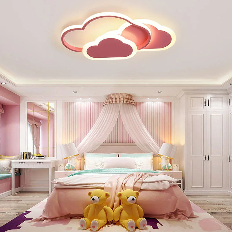 Led Ceiling Lamp for Children Kid Girls Room Bedroom Study Cloud Ceiling Light Heart Shape Pink Child Kid Star Chandelier Light