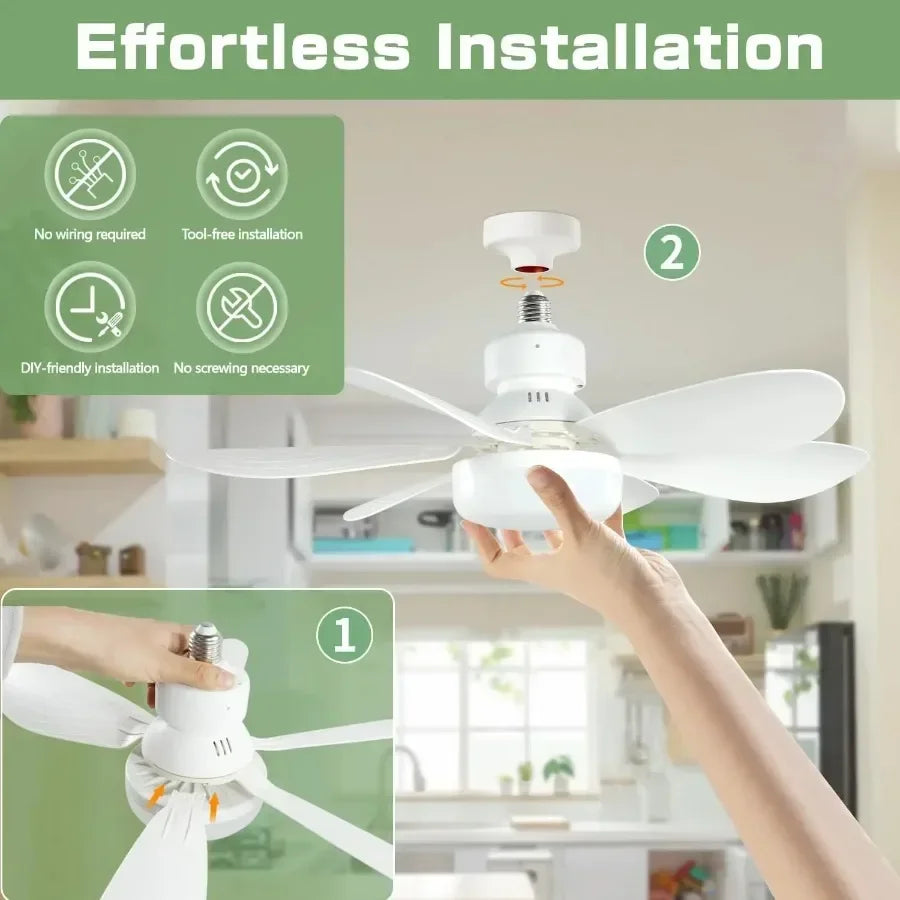 Wood Led Socket Ceiling Fan with Light E27 and Remote Control 3 Colors Dimming Chandelier Fan Silent for Room Home Lighting