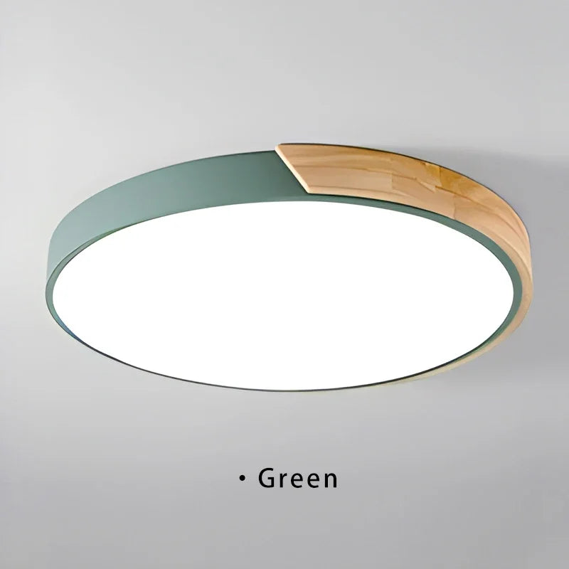 Macaron LED Ceiling Light Modern Simple Circular Wood Grain Ceiling Light Living Room Bedroom Balcony Indoor Decoration Light