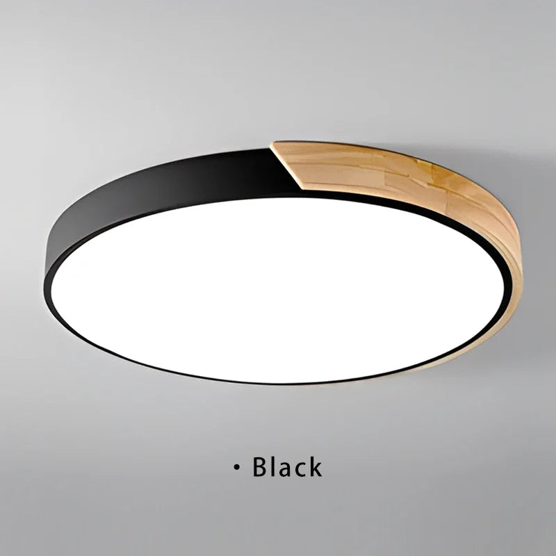 Macaron LED Ceiling Light Modern Simple Circular Wood Grain Ceiling Light Living Room Bedroom Balcony Indoor Decoration Light
