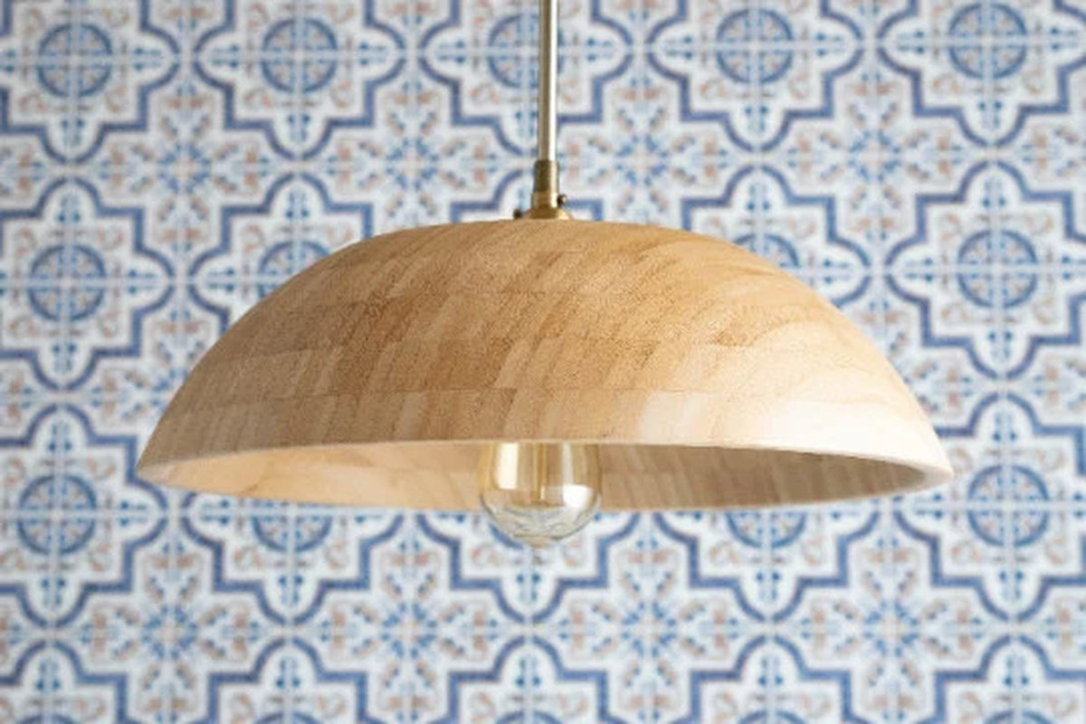Wood Pendant Light - Boho Pendant - Wood Light - Boho Lighting - Bamboo Bowl Light - Bamboo Lighting - Boho Model No. 9322