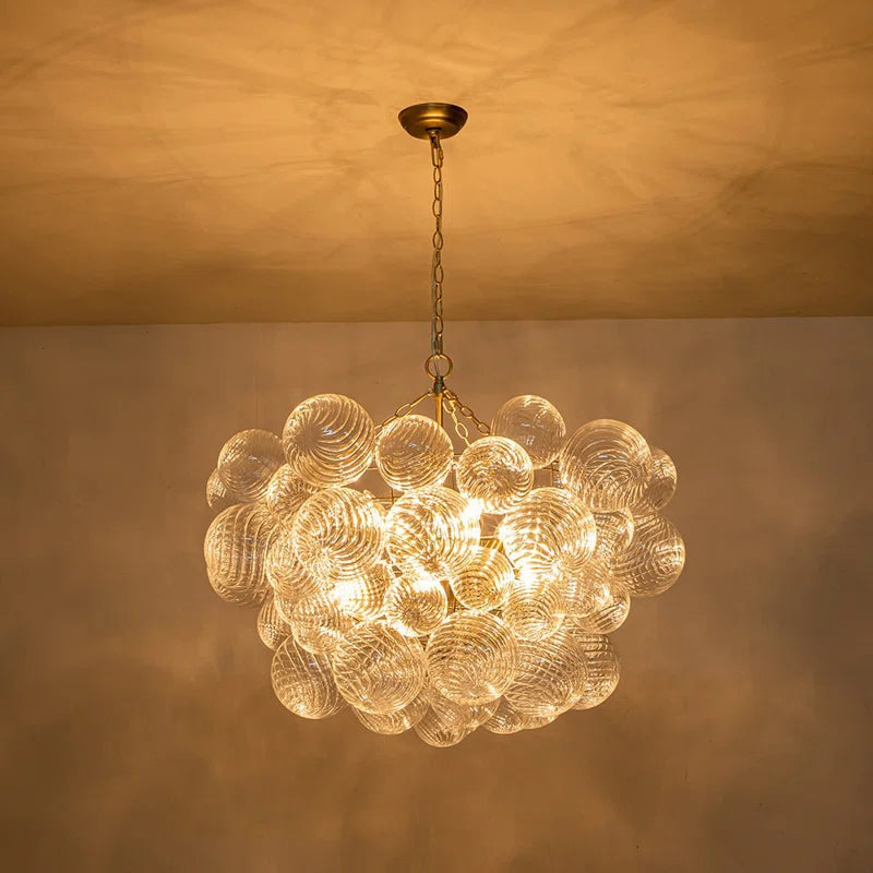 Annachristina 8-Light Twisted Glass Globe Cluster Chandelier Sputnik Ceiling Light