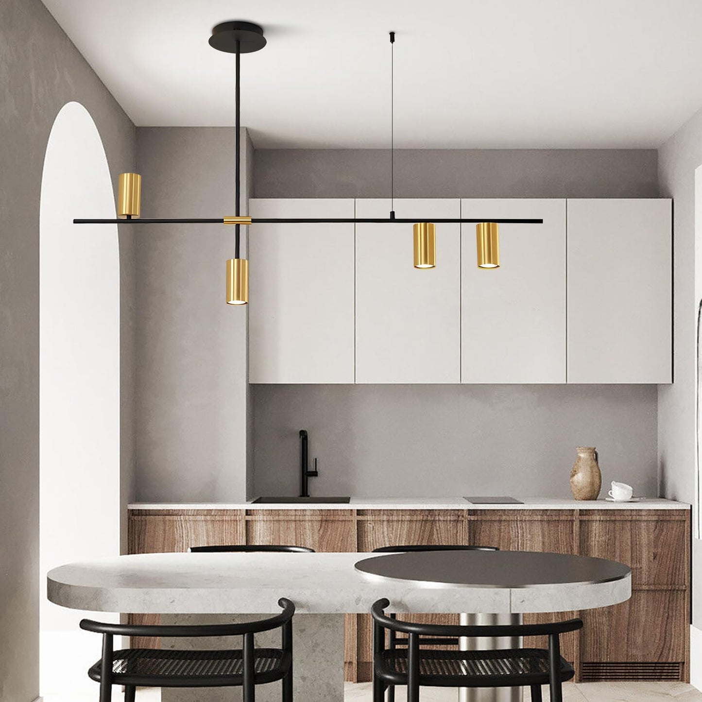 Black Gold 4 Light LED Track Lighting Adjustable 4 Way Ceiling Mount Linear Spotlights Matte Black Industrial Kitchen Focus Track Lighting Modern Geometric Chandelier Pendant