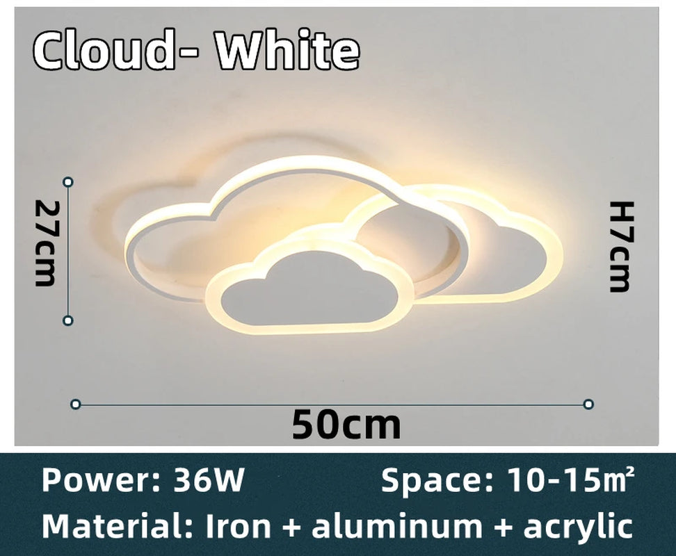 Led Ceiling Lamp for Children Kid Girls Room Bedroom Study Cloud Ceiling Light Heart Shape Pink Child Kid Star Chandelier Light