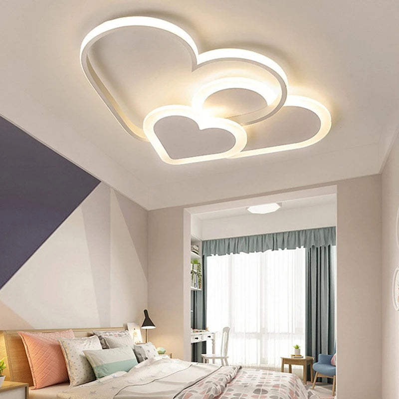 Led Ceiling Lamp for Children Kid Girls Room Bedroom Study Cloud Ceiling Light Heart Shape Pink Child Kid Star Chandelier Light