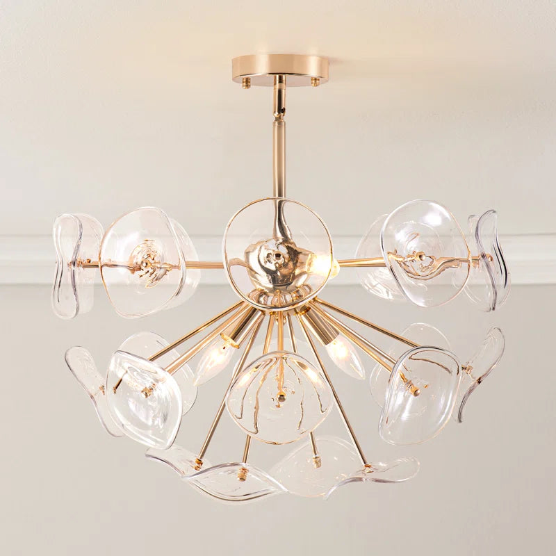 Dandelion 4-Light Glass Starburst Sunburst Ceiling Light Sputnik Semi Flush Mount