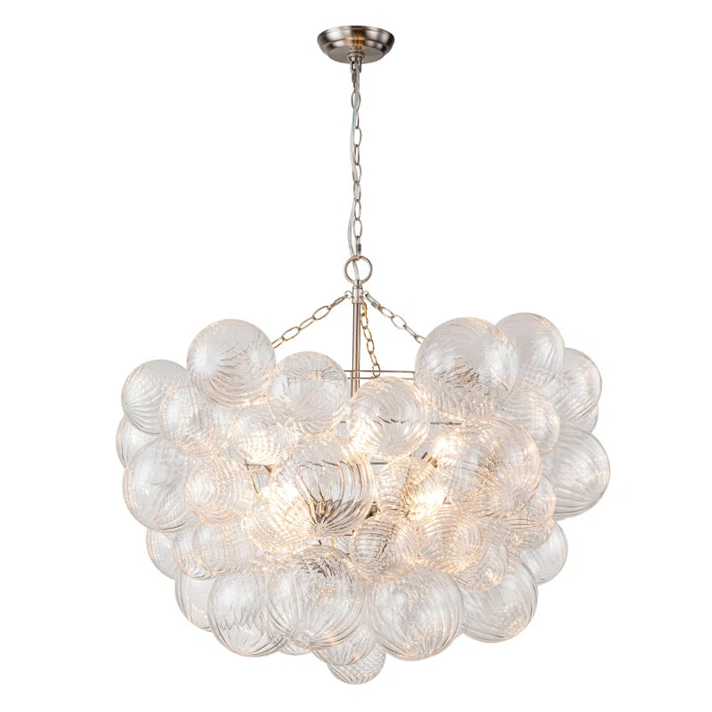 Annachristina 8-Light Twisted Glass Globe Cluster Chandelier Sputnik Ceiling Light