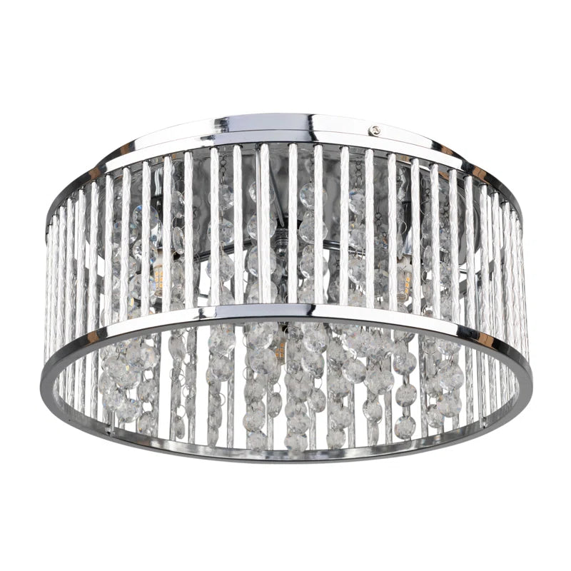 Chidester 3 -Light 35Cm Chrome Crystal Flush Mount Ceiling Light