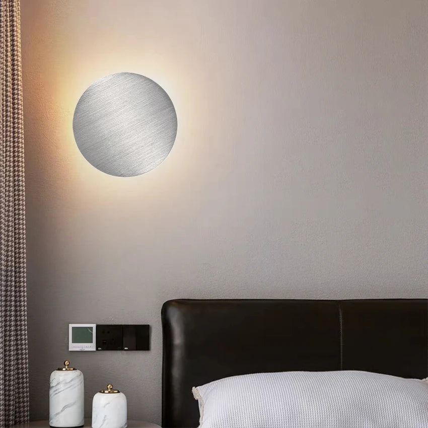 Indoor LED Wall Lamp Living Room Decor Wall Light Gold/Silver Home Lighting Fixture Loft Stair Light round Aluminum AC90-260V