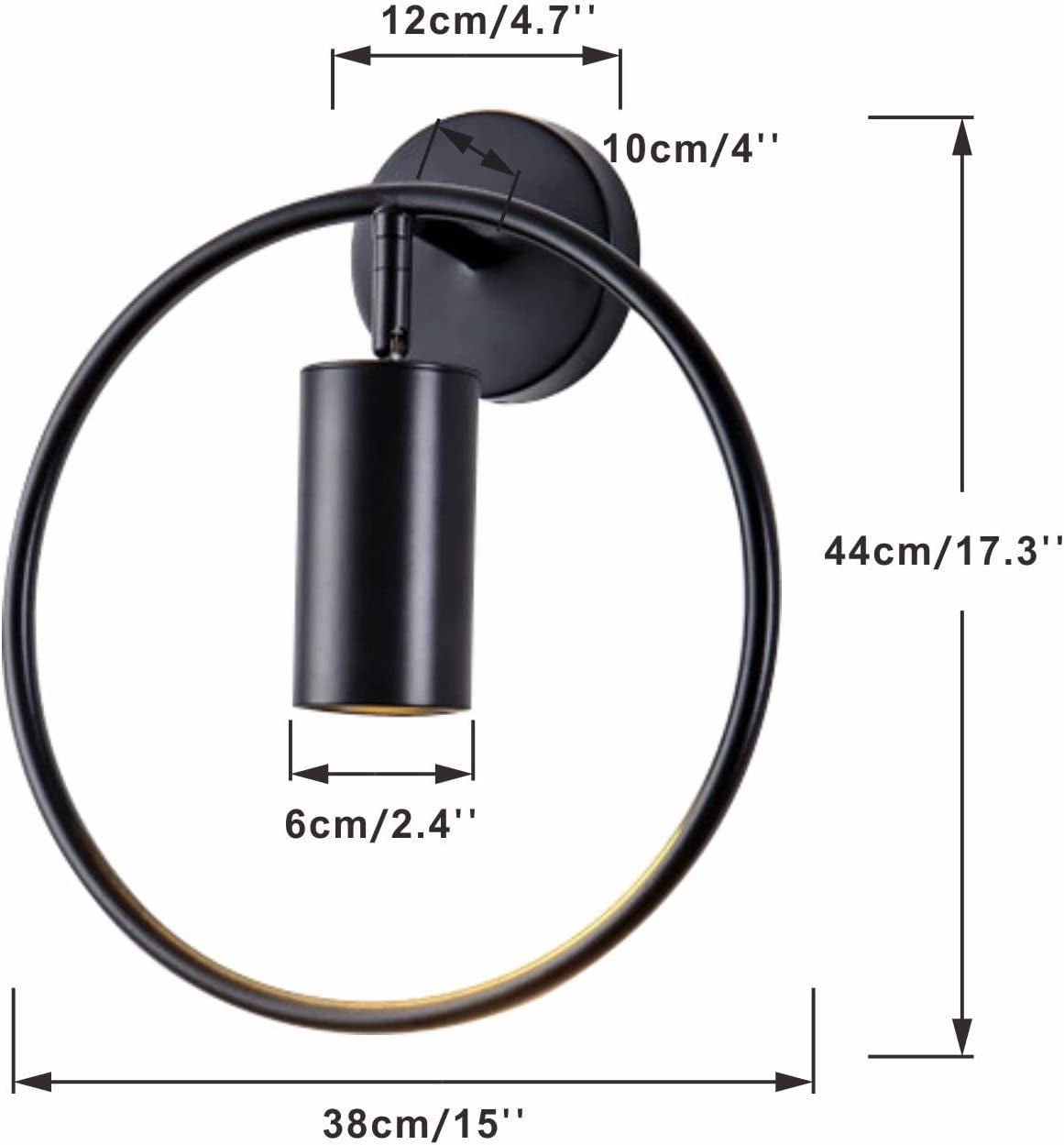 Modo Lighting Mid Century Wall Sconces Lighting 1-Light Wall Mounted Light Mid Century Wall Decor Lighting Lamp Circular Bedroom Light Fixture (Black, 2Pack)