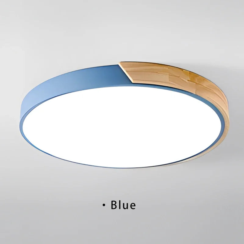 Macaron LED Ceiling Light Modern Simple Circular Wood Grain Ceiling Light Living Room Bedroom Balcony Indoor Decoration Light