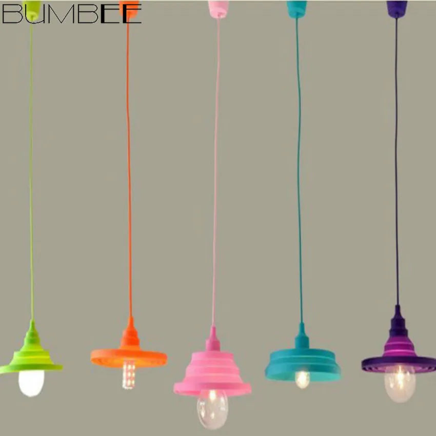Creative Colorful Silicone Pendant Lights Pendant Lamp E27 Decor Home Lighting for Living Room Bedroom Hanging Lamp Hanglamp