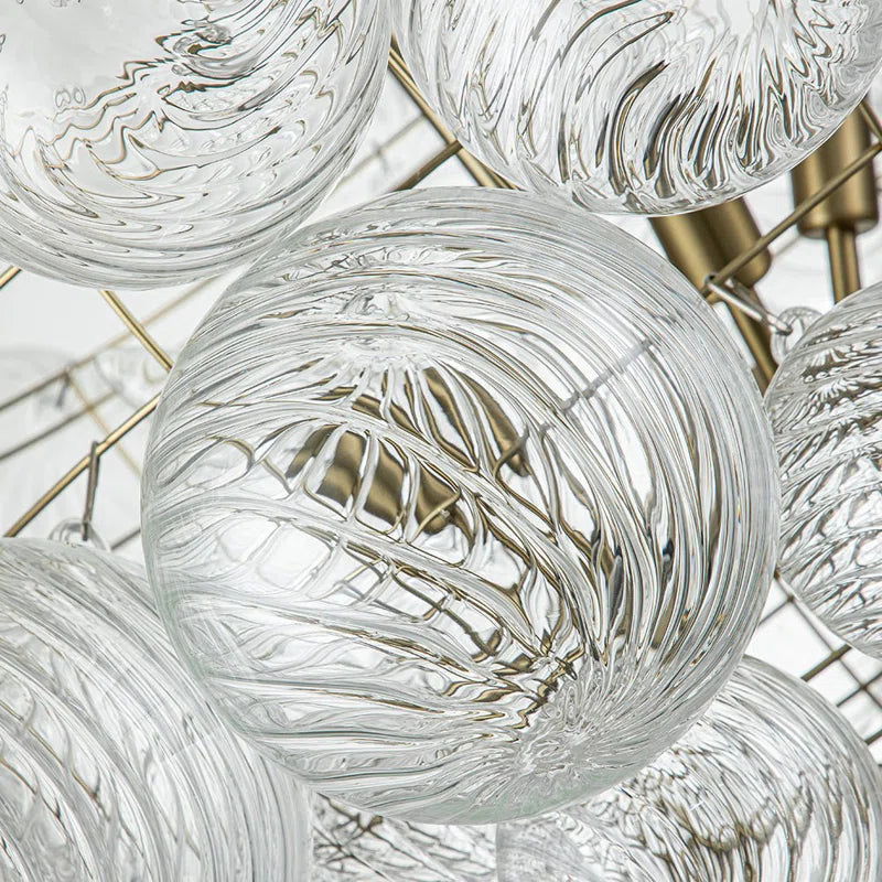Annachristina 8-Light Twisted Glass Globe Cluster Chandelier Sputnik Ceiling Light