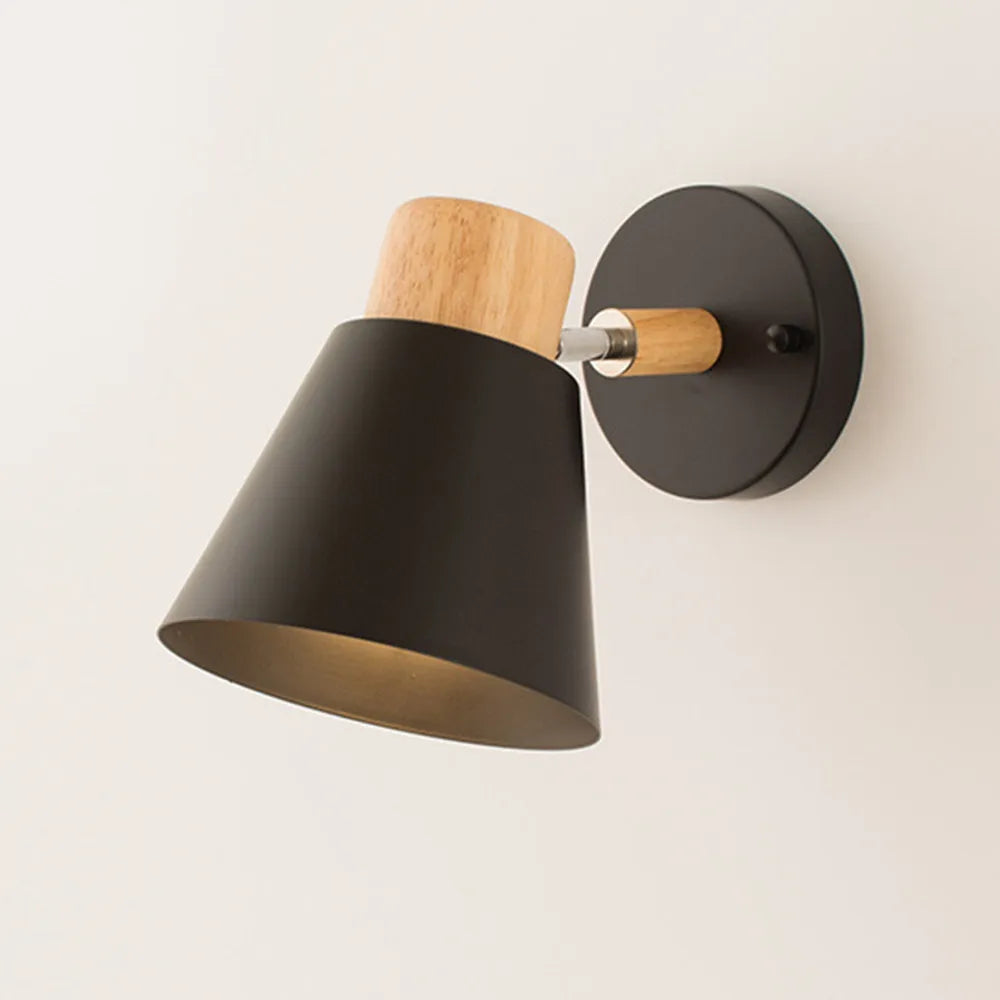 Nordic Wood Wall Lights Bedroom Bedside Lamp Black Creative Modern E27 Wall Lamps Suspension LED Home Lighting Sconce Room Decor