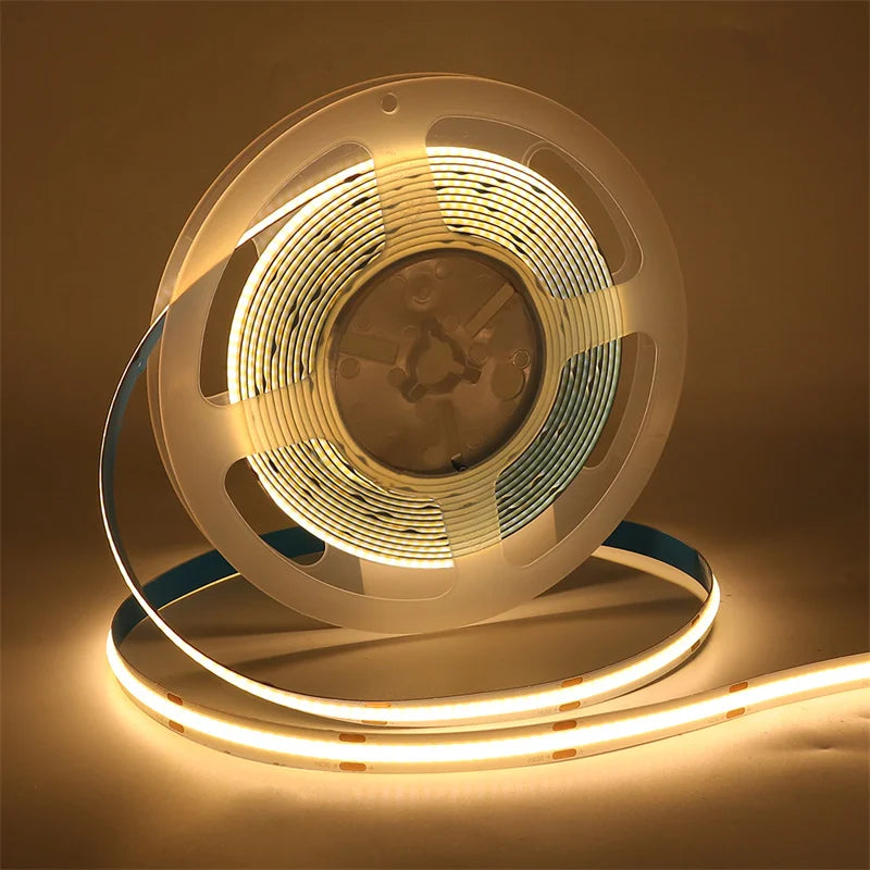 5V COB LED Strip Light 400LED/M Dotless Flexible Cuttabl LED Tape Light COB Flexible LED Tape Lights for Cabinet Home Lighting