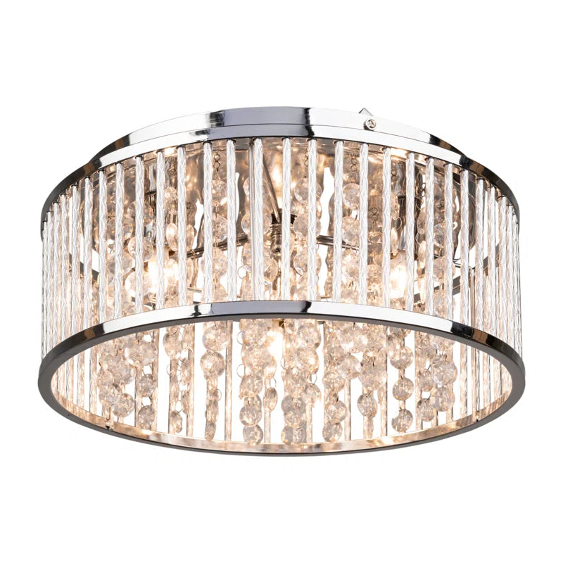 Chidester 3 -Light 35Cm Chrome Crystal Flush Mount Ceiling Light