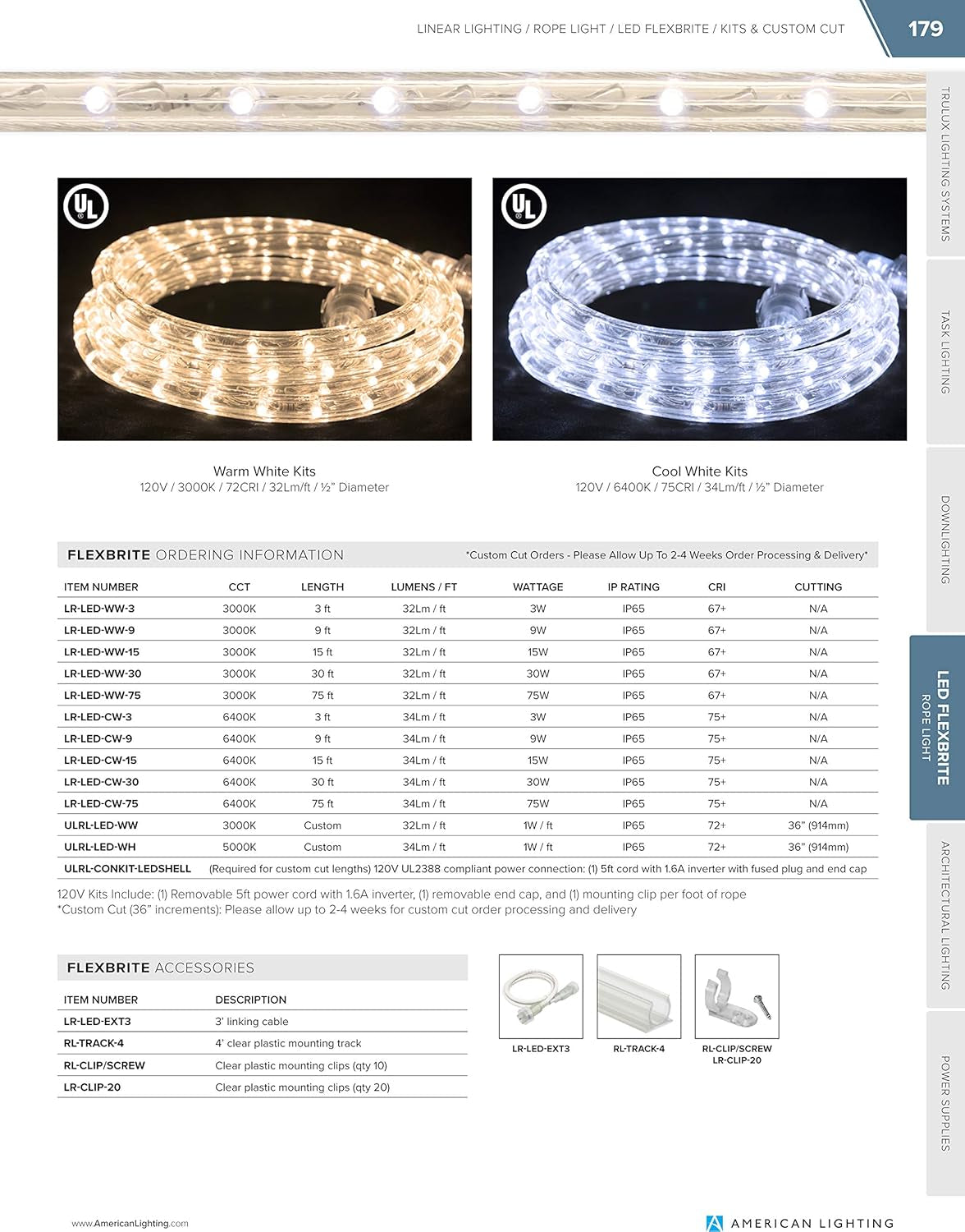 Flexbrite LED Rope Lighting Kit with Mounting Clips, 3000K Warm White, 9-Foot (LR-LED-WW-9)