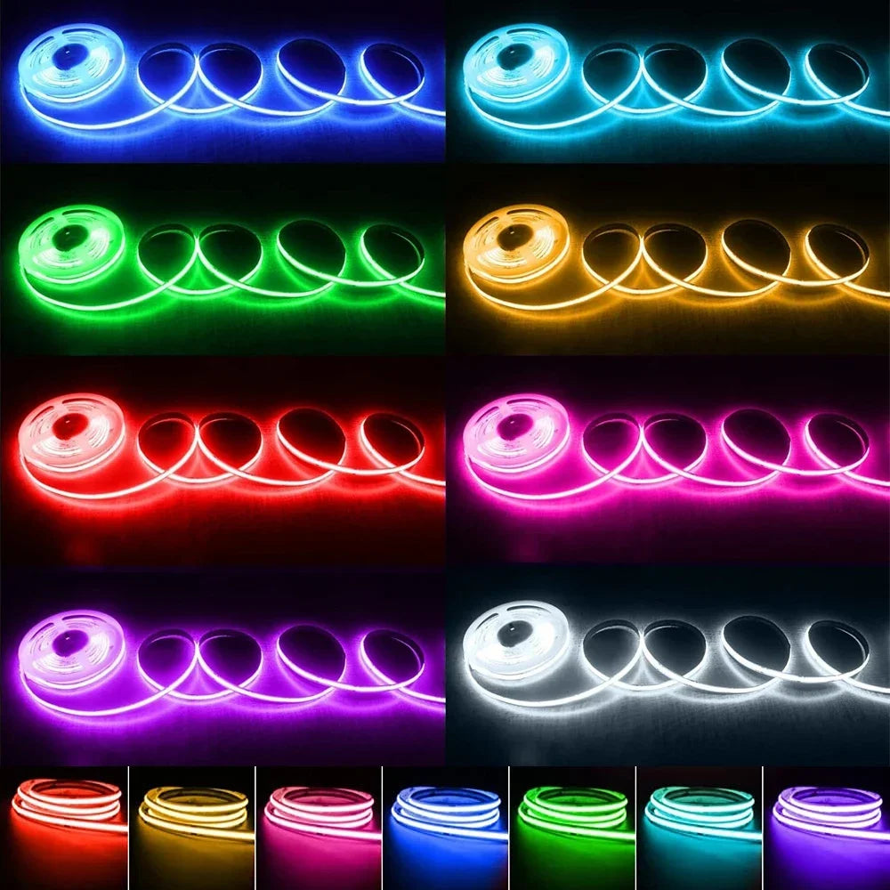 5V COB LED Strip Light 400LED/M Dotless Flexible Cuttabl LED Tape Light COB Flexible LED Tape Lights for Cabinet Home Lighting