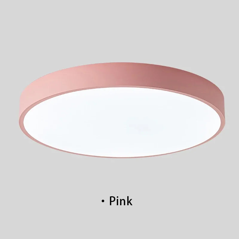 Macaron LED Ceiling Light Modern Simple Circular Wood Grain Ceiling Light Living Room Bedroom Balcony Indoor Decoration Light