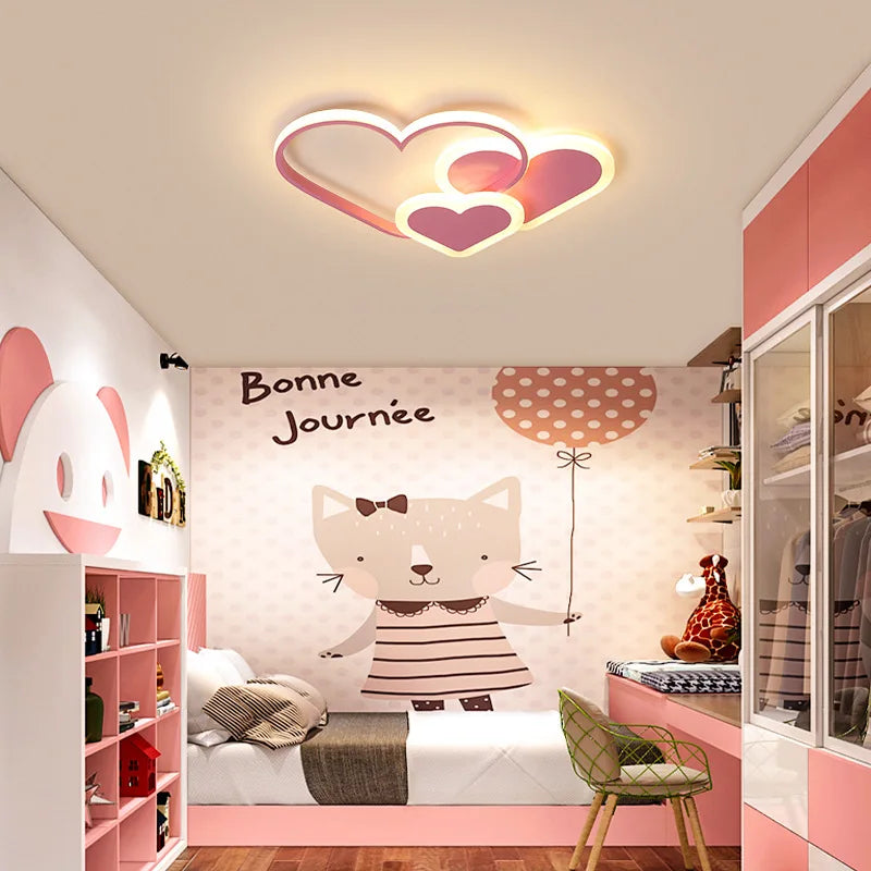 Led Ceiling Lamp for Children Kid Girls Room Bedroom Study Cloud Ceiling Light Heart Shape Pink Child Kid Star Chandelier Light