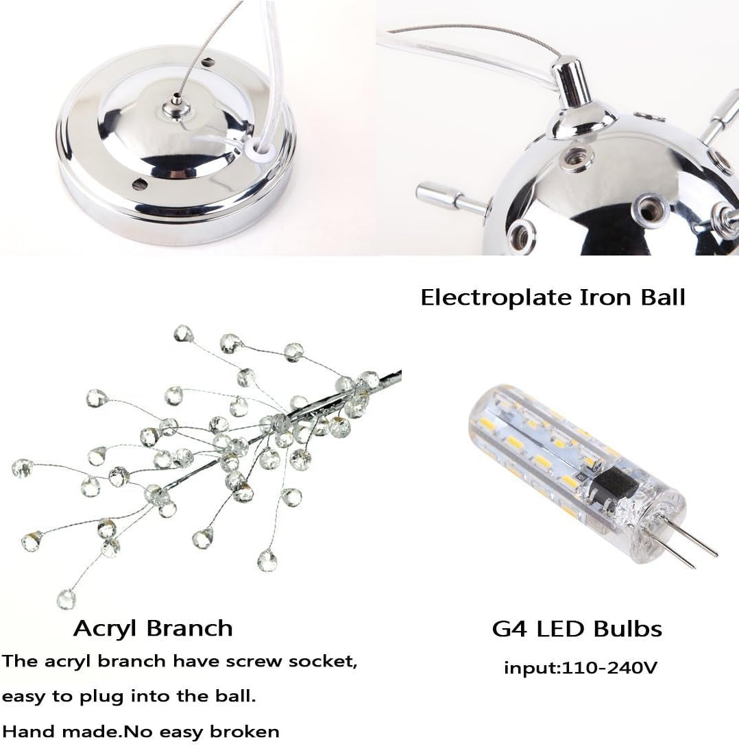 Chandeliers Firework LED Light Stainless Steel Crystal Pendant Lighting Ceiling Light Fixtures Chandeliers Lighting,Dia 31.5 Inch
