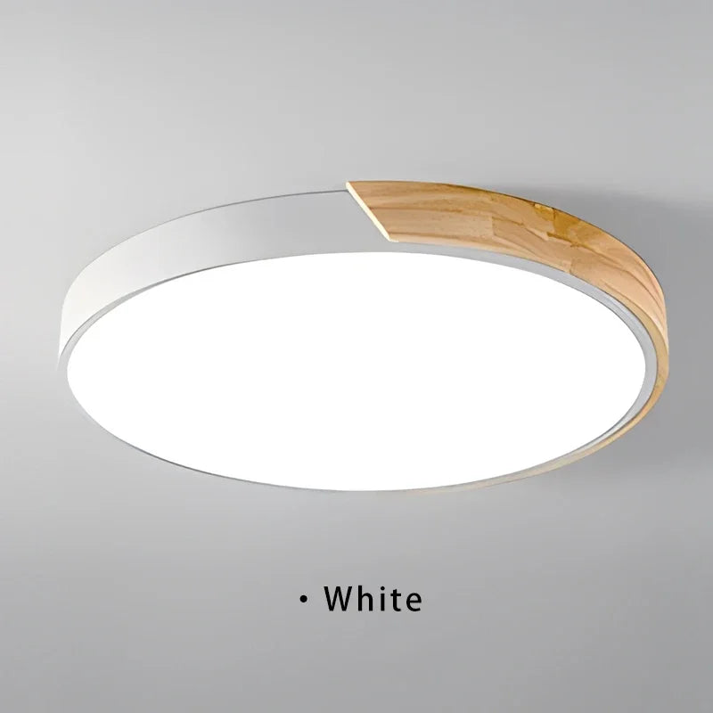 Macaron LED Ceiling Light Modern Simple Circular Wood Grain Ceiling Light Living Room Bedroom Balcony Indoor Decoration Light
