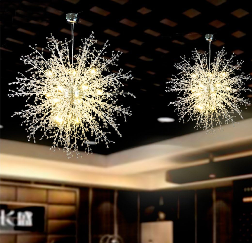 Chandeliers Firework LED Light Stainless Steel Crystal Pendant Lighting Ceiling Light Fixtures Chandeliers Lighting,Dia 31.5 Inch