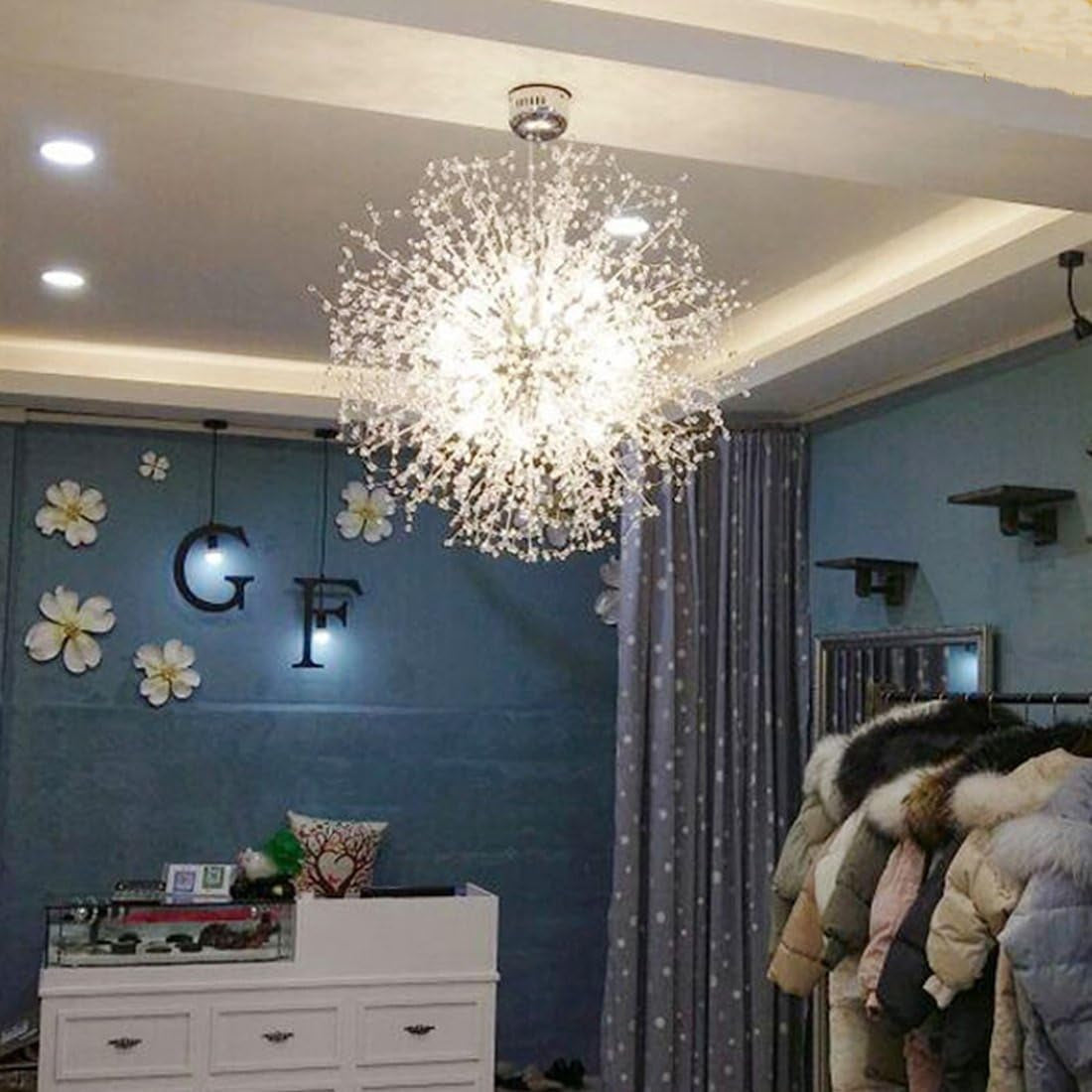 Chandeliers Firework LED Light Stainless Steel Crystal Pendant Lighting Ceiling Light Fixtures Chandeliers Lighting,Dia 31.5 Inch