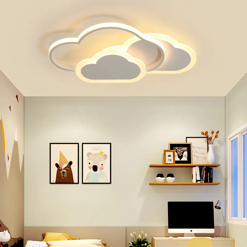 Led Ceiling Lamp for Children Kid Girls Room Bedroom Study Cloud Ceiling Light Heart Shape Pink Child Kid Star Chandelier Light