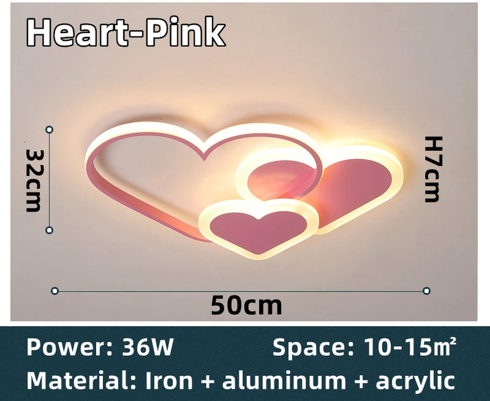 Led Ceiling Lamp for Children Kid Girls Room Bedroom Study Cloud Ceiling Light Heart Shape Pink Child Kid Star Chandelier Light