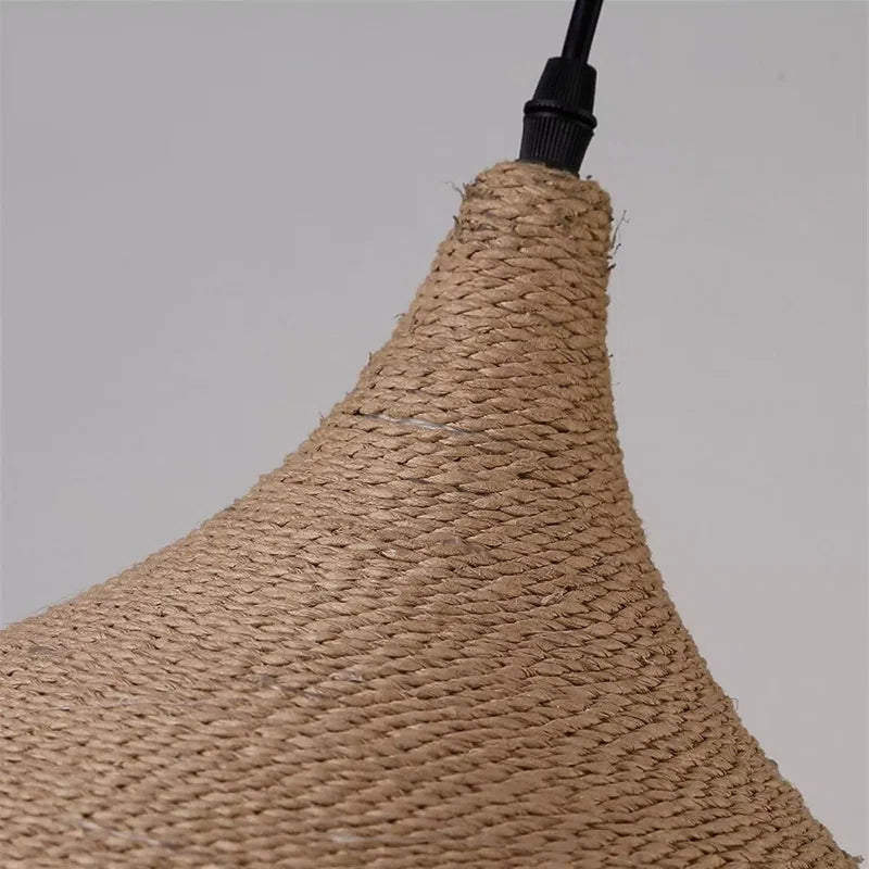 Lombardy 1 - Natural Dome Pendant Light – Handmade Hemp Rope Woven Lampshade, Rustic Boho Ceiling Light for Home, Cafe & Office