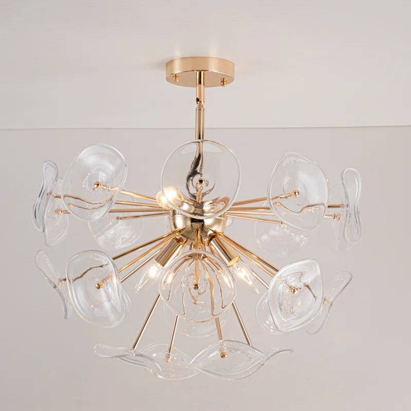 Dandelion 4-Light Glass Starburst Sunburst Ceiling Light Sputnik Semi Flush Mount