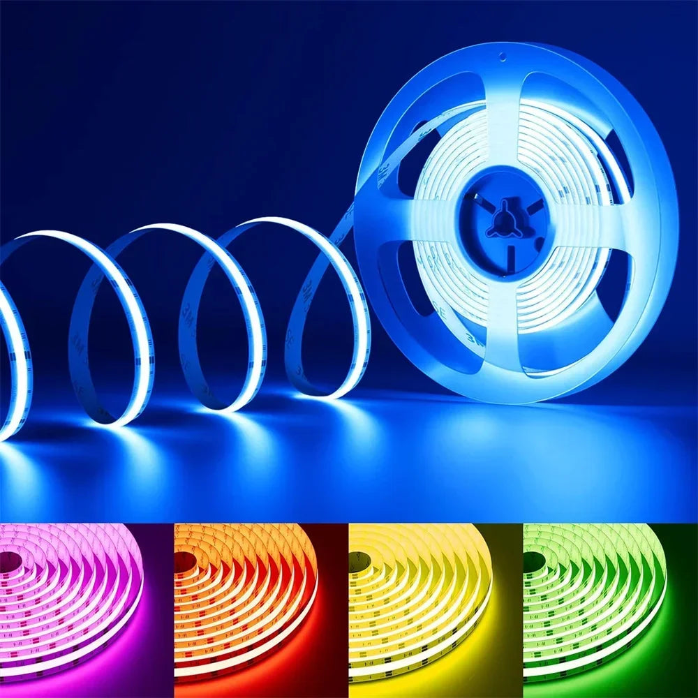 5V COB LED Strip Light 400LED/M Dotless Flexible Cuttabl LED Tape Light COB Flexible LED Tape Lights for Cabinet Home Lighting