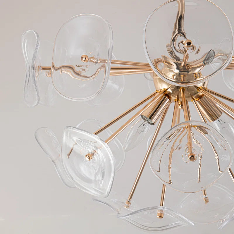 Dandelion 4-Light Glass Starburst Sunburst Ceiling Light Sputnik Semi Flush Mount