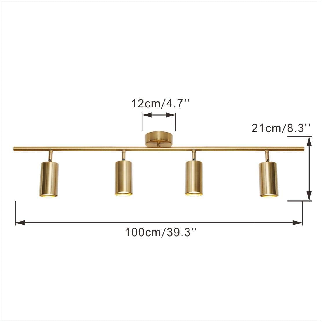 Modo Lighting Gold Track Lighting 4 Light Adjustable Flush Mount Ceiling Lighting Industrial Spotlights Lights Fixtures for Living Room Bedroom Kitchen Hallway(39.3”/100Cm)