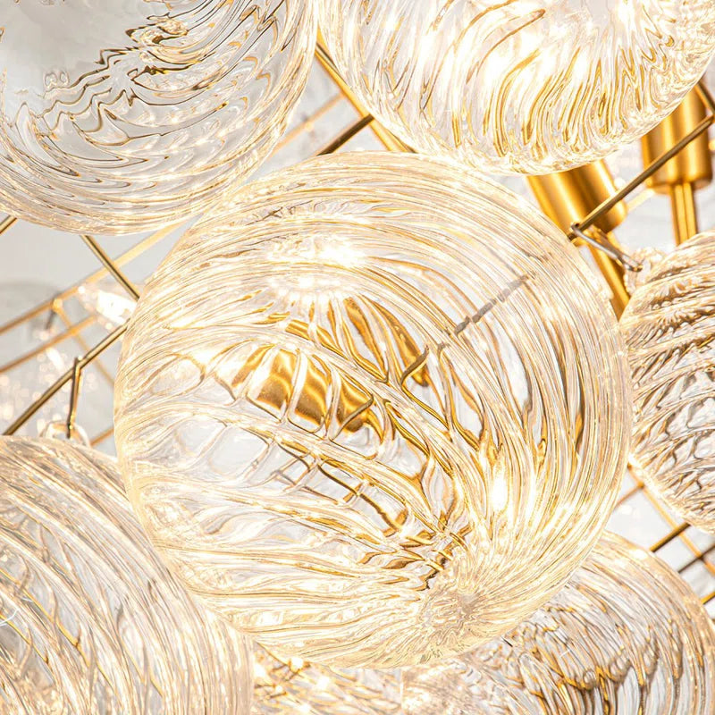 Annachristina 8-Light Twisted Glass Globe Cluster Chandelier Sputnik Ceiling Light