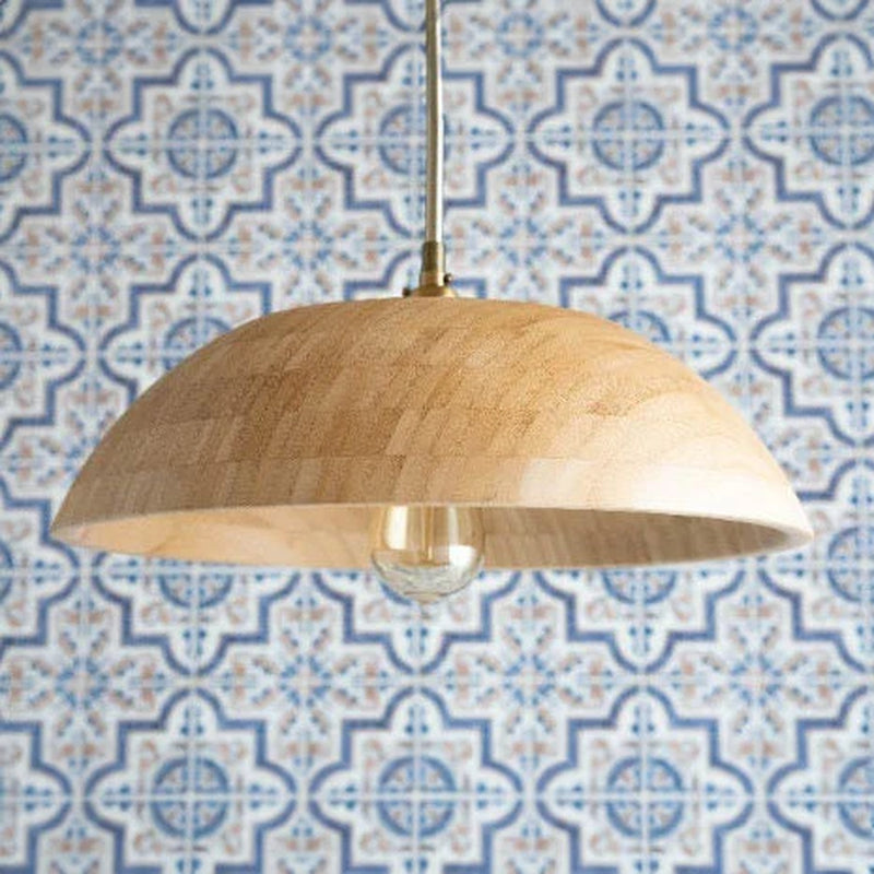 Wood Pendant Light - Boho Pendant - Wood Light - Boho Lighting - Bamboo Bowl Light - Bamboo Lighting - Boho Model No. 9322