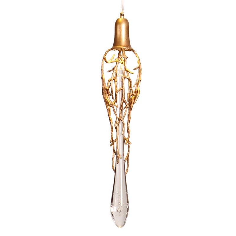Modern Brass Crystal Chandelier Lighting Copper Pendant Hanging Light Luxury Glass Drops Chandelier Lighting Restaurant Lighting